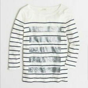 {J Crew} Sequin Stripe Tee